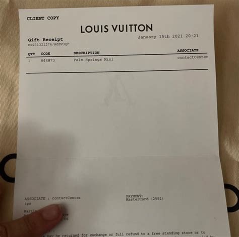 louis vuitton gift receipt.